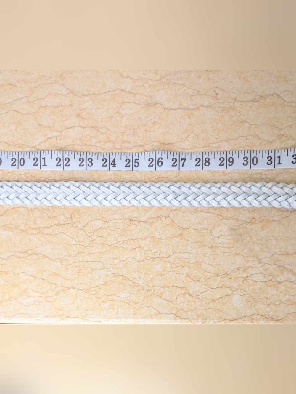 Vintage Genuine Leather White Woven Belt Silver Tone Buckle Size M/L - Picture 8 of 13